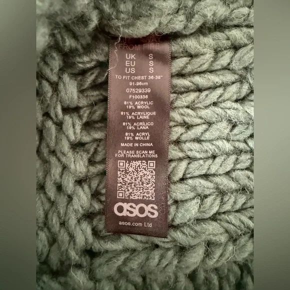 Men’s ASOS Chunky Sweater | Size S | Color: Teal - Picture 3 of 5
